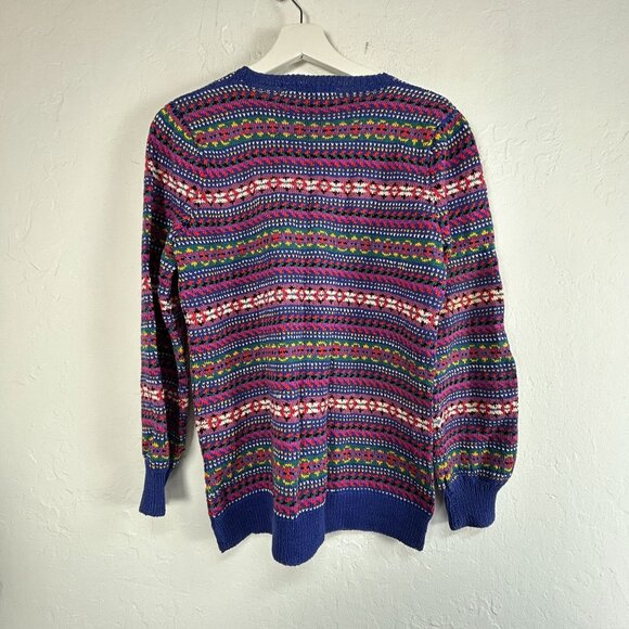 Edina Ronay Women’s Colorful Hand Knitted Sweater Geometric Floral Pullover - Picture 2 of 11